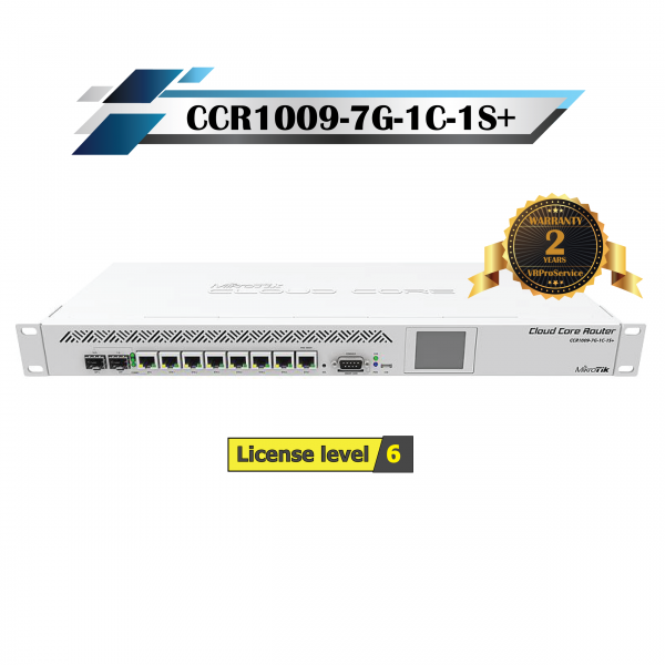 MikroTik รุ่น CCR1009-7G-1C-1S+(Plus) ซีพียู 9 cores x 1.2 GHz แรม 2GB รองรับ SFP 10G พร้อมชุด Power supple แบบ Dual